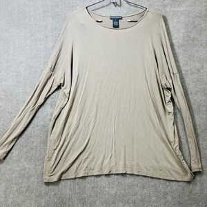 Chelsea Theodore Beige Bamboo Spandex Long Sleeve Oversized Top XS